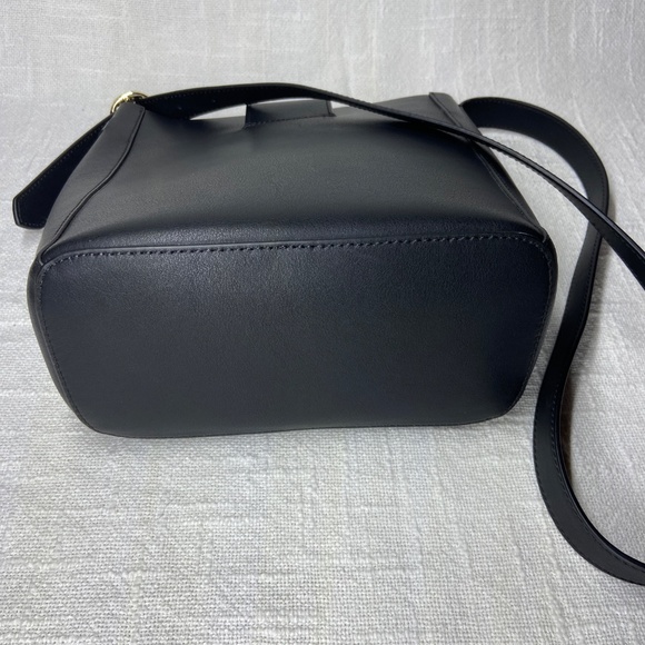 Banana Republic Black Leather Bucket Bag Purse with Red Interior - Picture 4 of 15